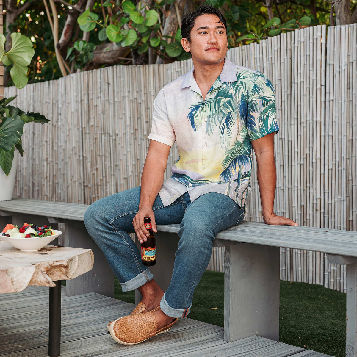 OluKai Lae‘ahi Lauhala Men's Leather Slip-On Sneakers - Men