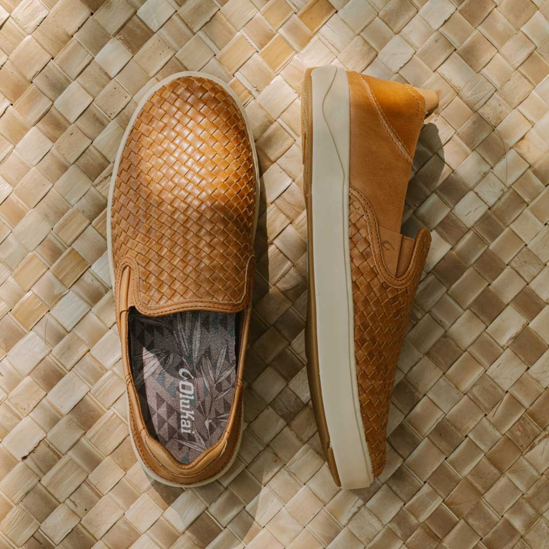 OluKai Lae‘ahi Lauhala Men's Leather Slip-On Sneakers - Men