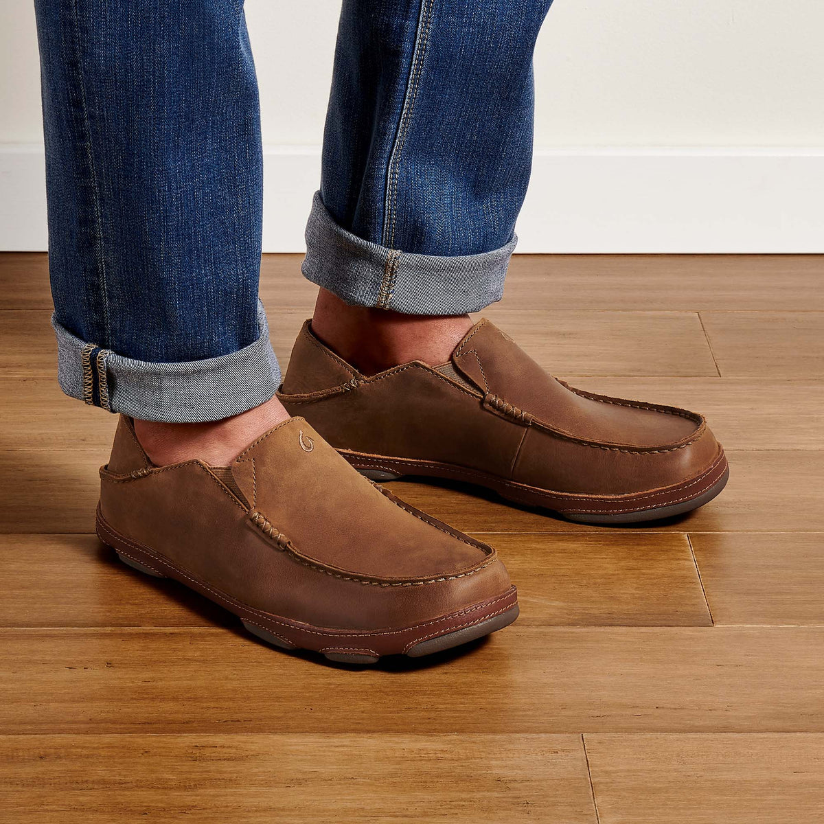 OluKai Moloā Men's Leather Slip On Shoes - Men