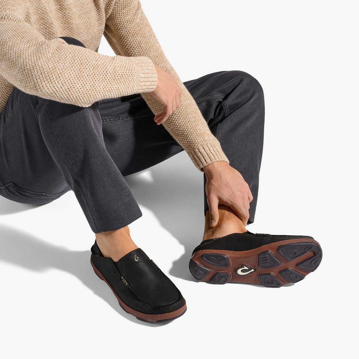 OluKai Moloā Men's Leather Slip On Shoes - Men