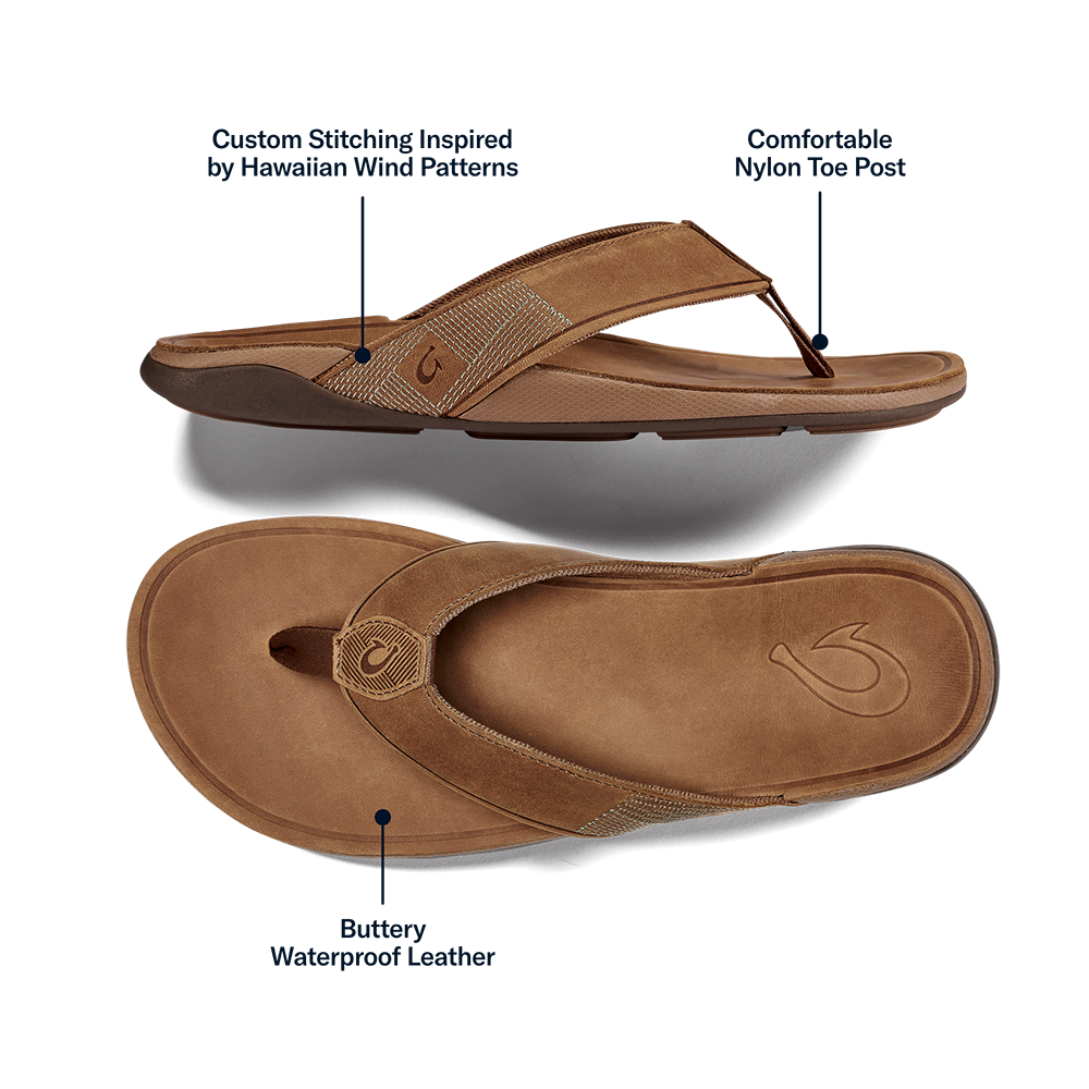 OluKai Tuahine Men's Waterproof Leather Beach Sandals - Men