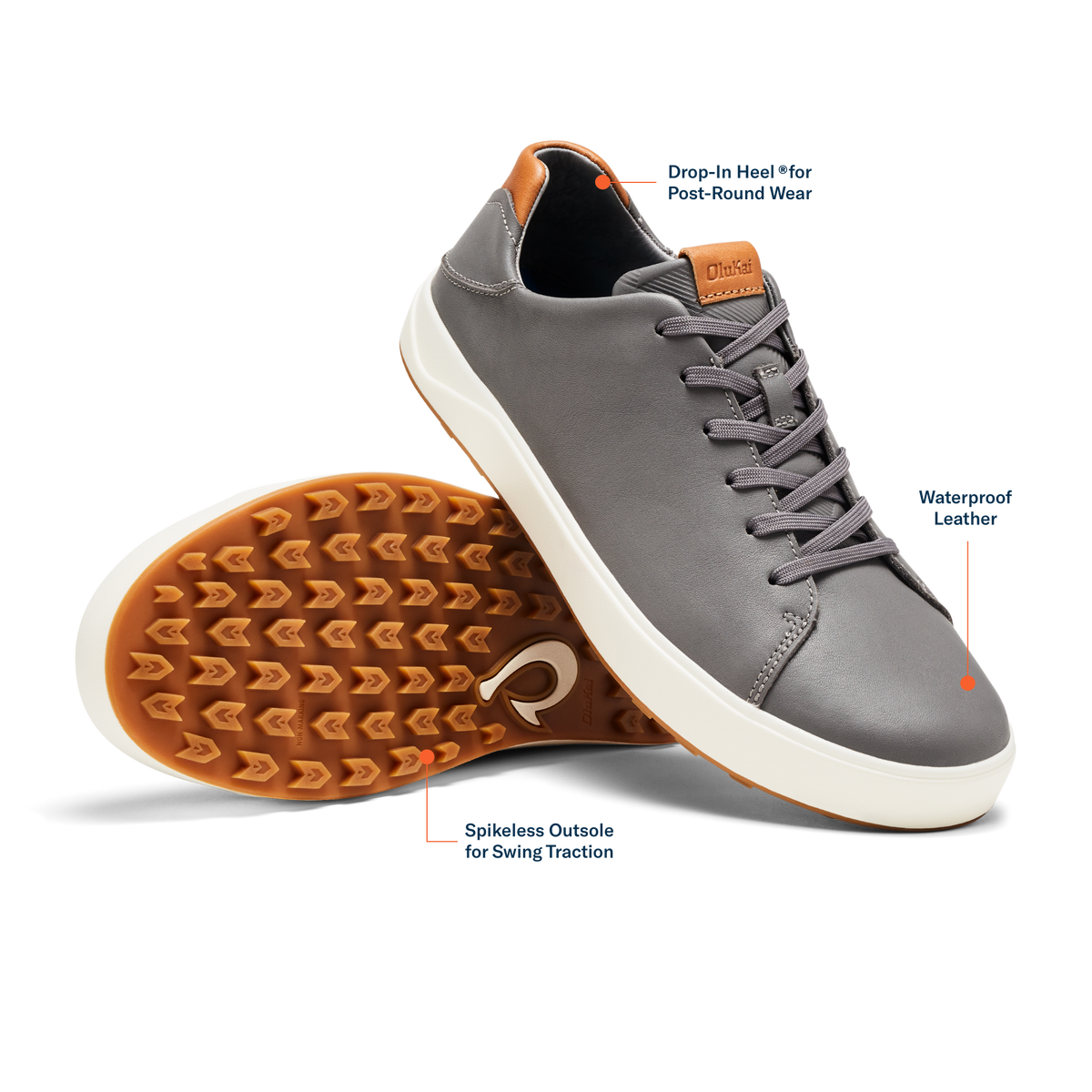 OluKai Wai‘alae Men’s Waterproof Leather Golf Shoes - Men